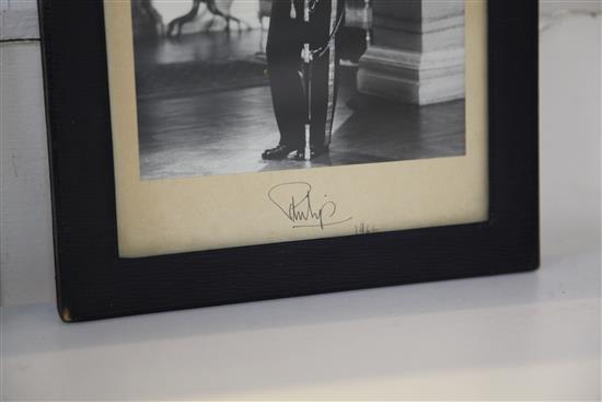 Royal Interest: Two leather framed signed photographs of Queen Elizabeth II and Prince Philip, dated 1966 frames 12.5in. high